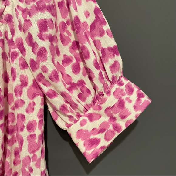 Who What Wear Linen Blend Leopard Midi Dress Size Small - Picture 6 of 13